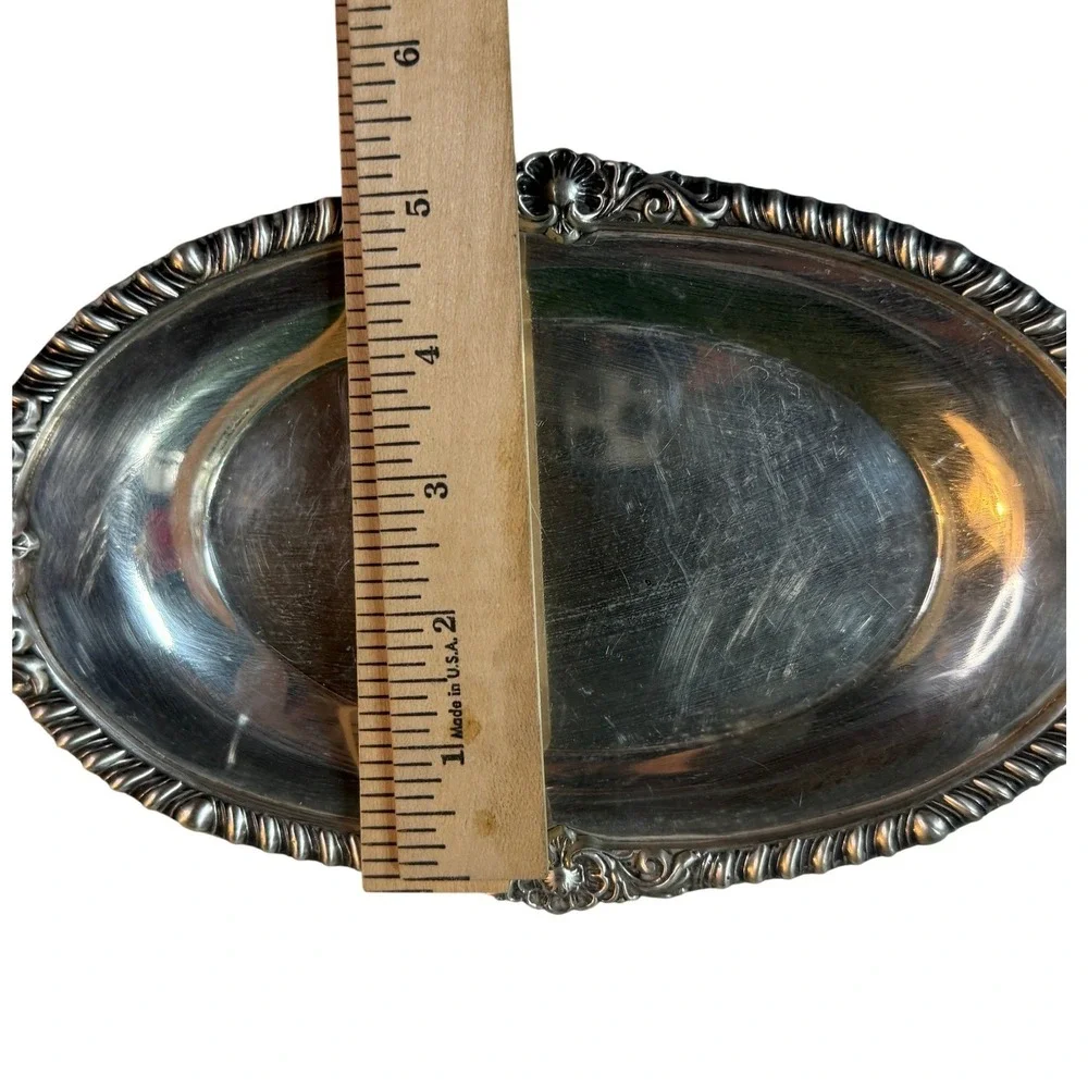 Gorham Silverplate Oval Tray Vanity Catchall Repousse Floral Grandmillennial